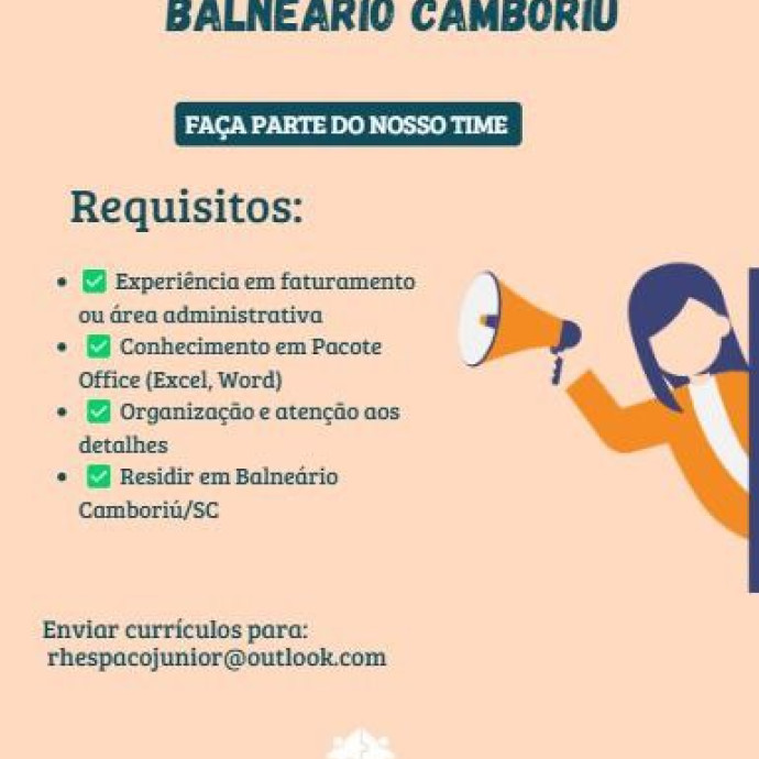 📢 Vaga para Auxiliar Administrativo – Faturamento – Balneário Camboriú/SC