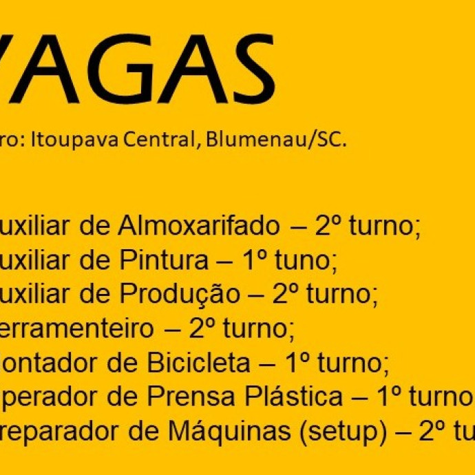 MUITAS OPORTUNIDADE OPERACIONAIS PARA 1° E 2° TURNOS DE SEGUNDA A SEXTA