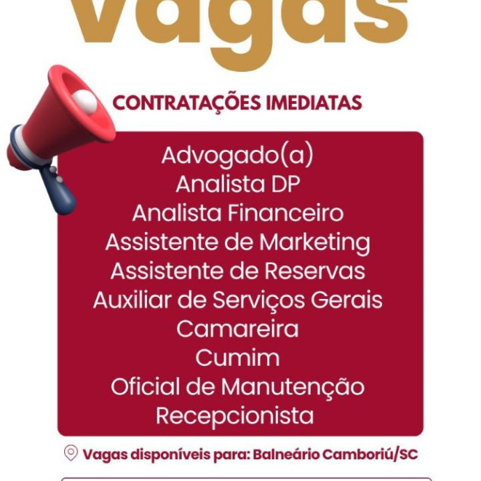 📢TEMOS VAGAS - REDE DE HOTÉIS PIRES