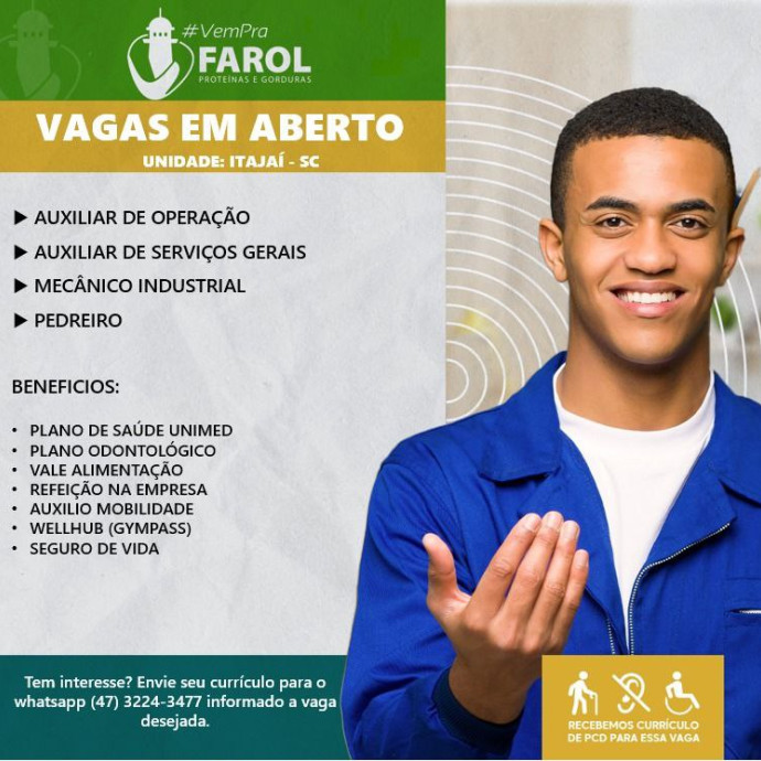 📍VAGAS PARA ITAJAÍ